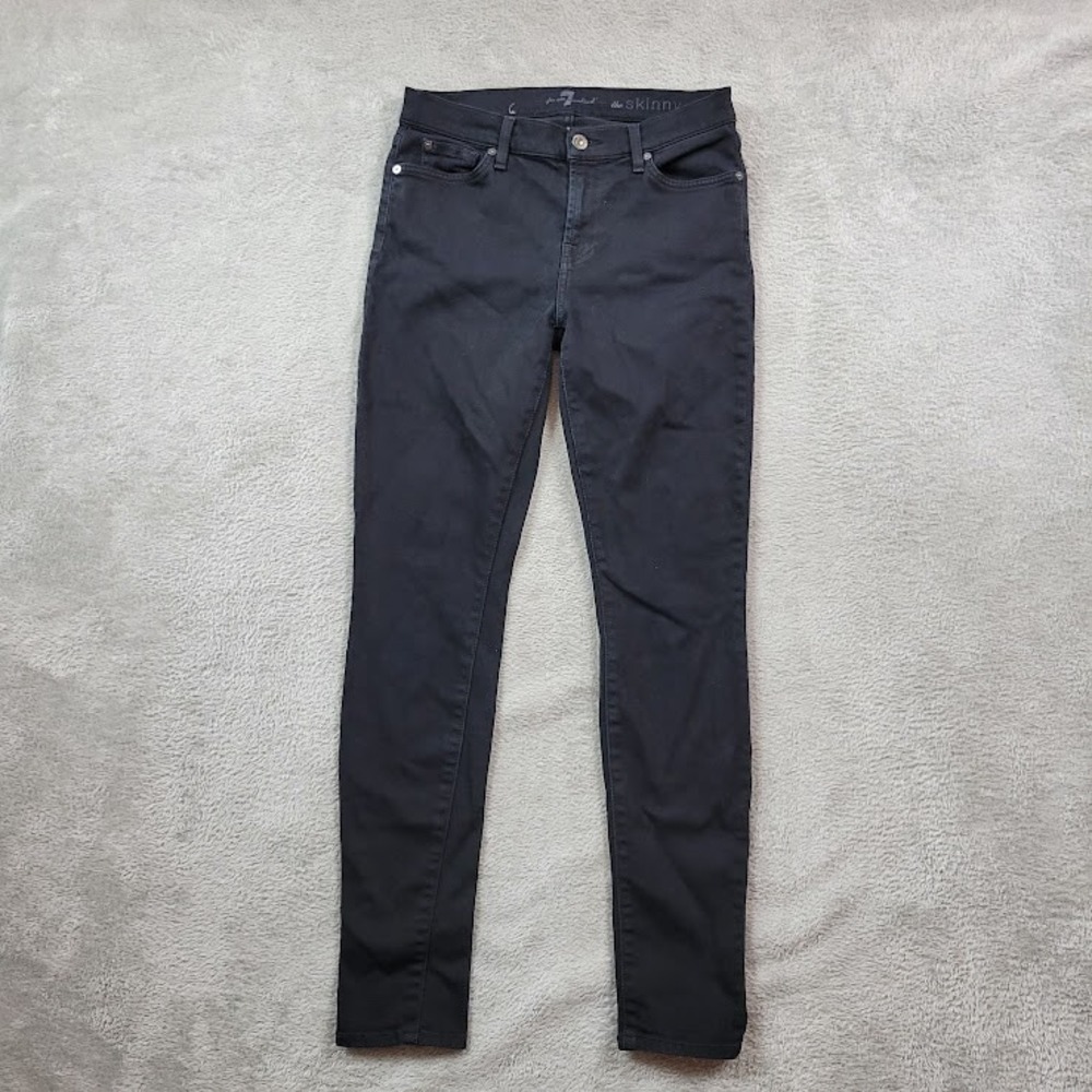 7 For All Mankind Jeans Womens 27 (Fits 28X30) Black The Skinny Ankle Denim